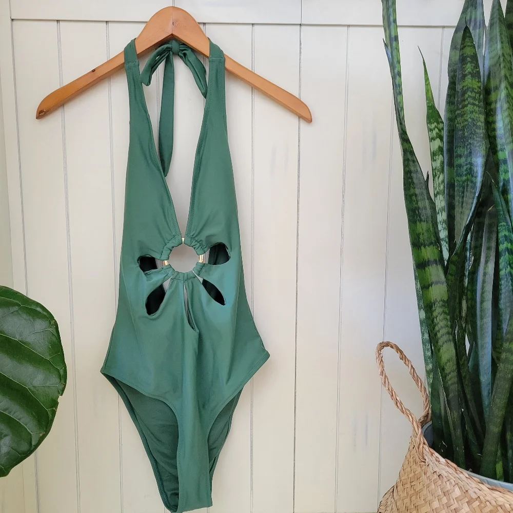 NWT! Cupshe Emerald Green Cut-out One Piece Swim Suit - Picture 11 of 11